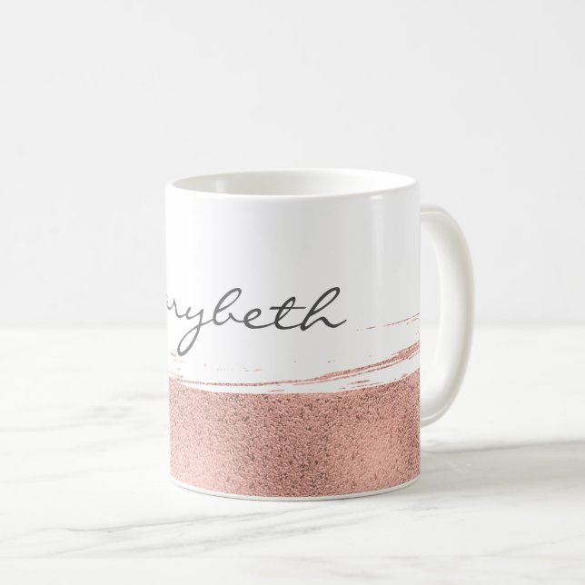 Mug de café Rose or brossé moderne (Devant droit)