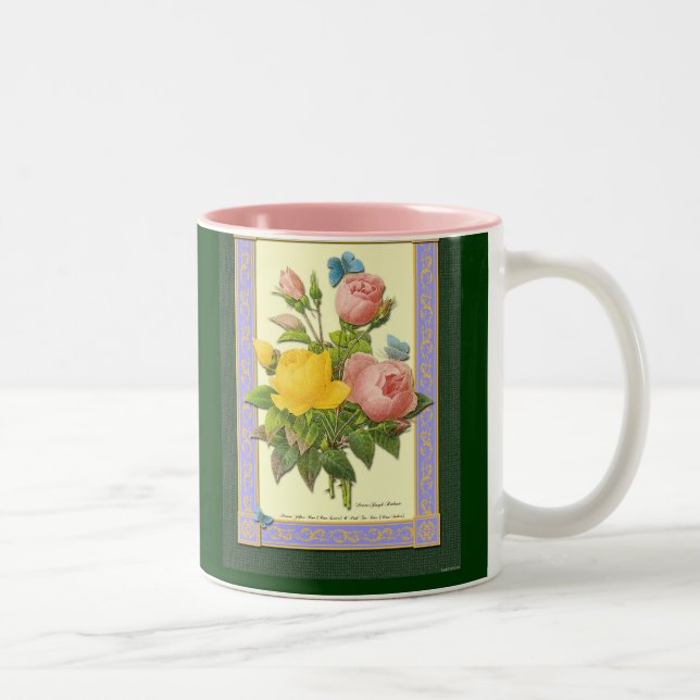 Mug de café Rose rose jaune (Droit)