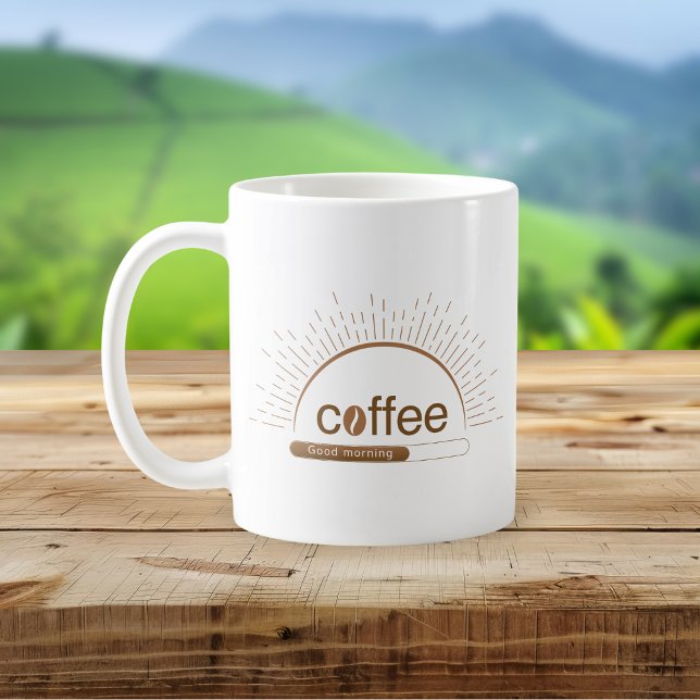 Mug de café Sunrise personnalisée avec bonjour (Créateur téléchargé)
