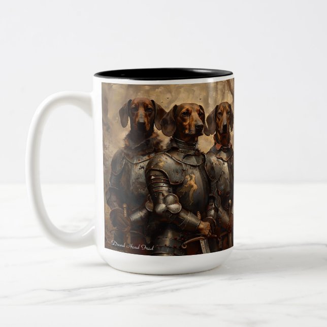 Mug de café, "Trois Chevaliers de chien" Tête mort (Gauche)