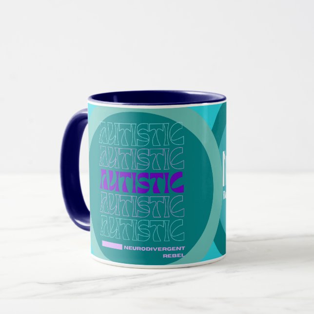 Mug de café Turquoise autistique (Devant gauche)