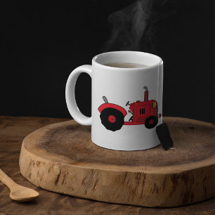Mug de café vintage Tractor rouge