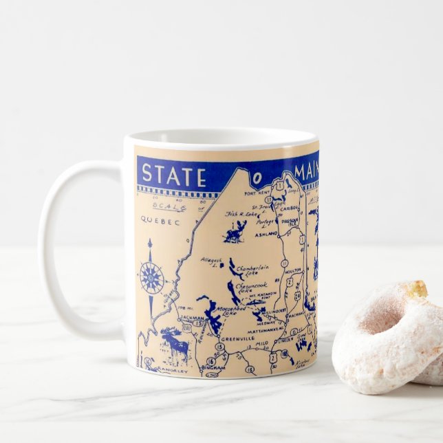 Mug de carte de l'état du Maine (Avec donut)