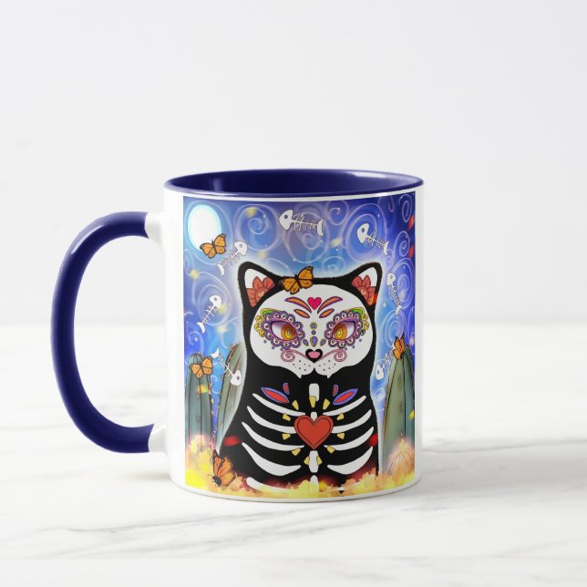 Mug de chat noir Dia De Los Muertos (Gauche)