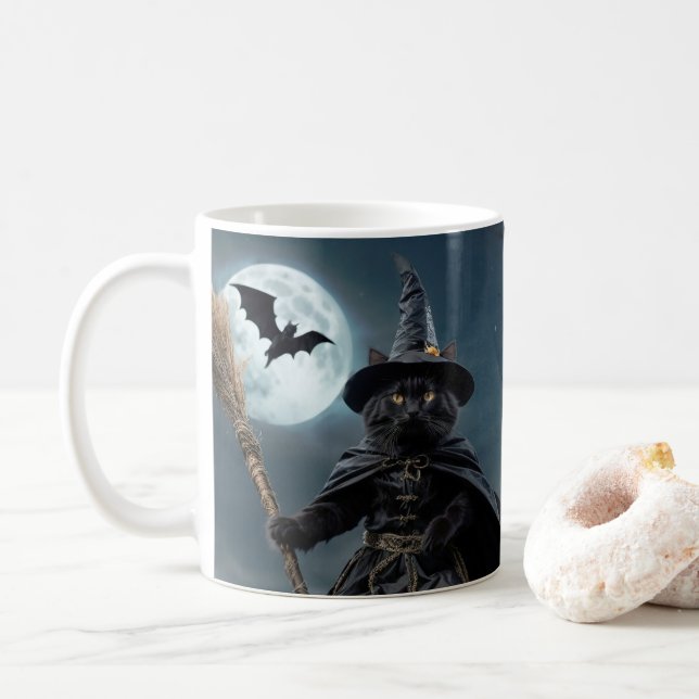 Mug de chat sorcière d'Halloween (Avec donut)