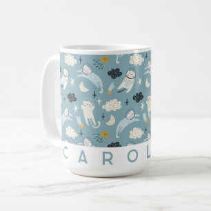 Mug de chats spatiaux personnalisés   Nom personna