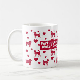 Mug de chien d'eau portugais aux Coeurs rouges
