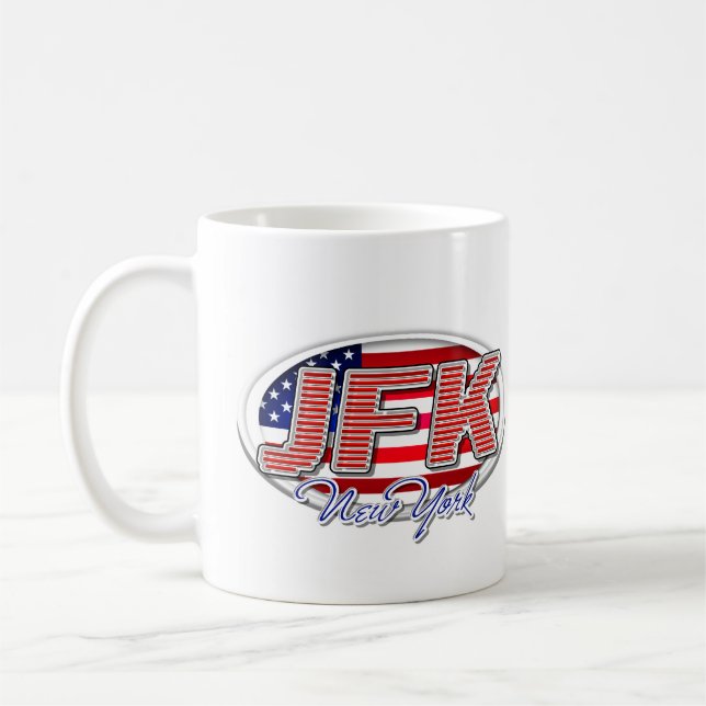 Mug de code d'aéroport JFK unique pour votre colle (Gauche)