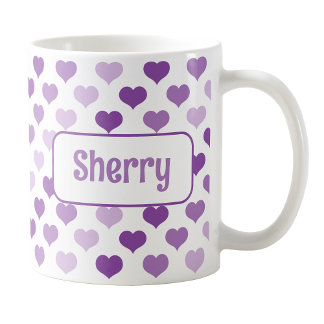 Mug de coeur pourpre personnalisé