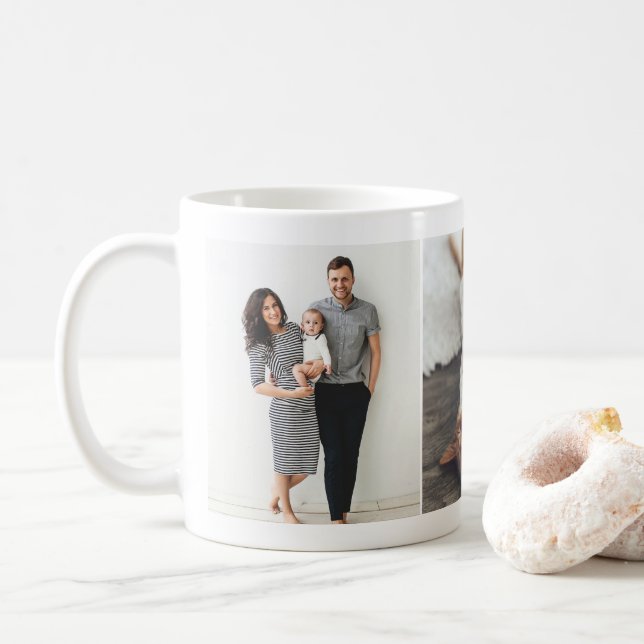 Mug de collage personnalisé de trois photos (Avec donut)