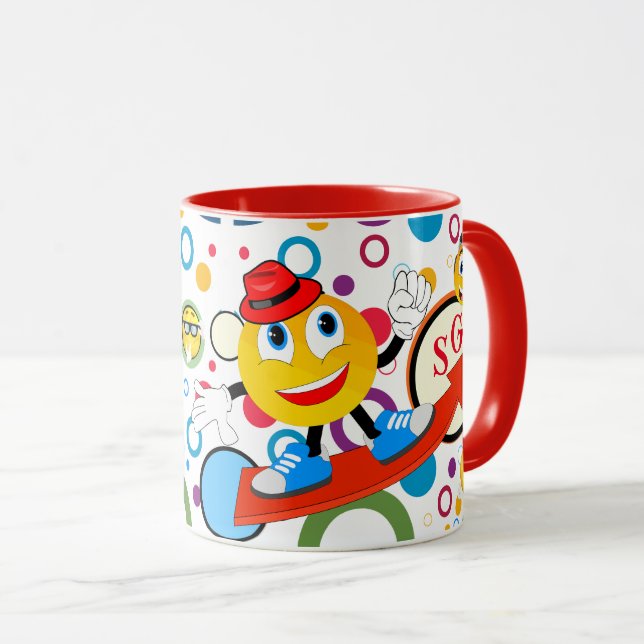 Mug de conception Emoji de bande dessinée couleur  (Devant droit)