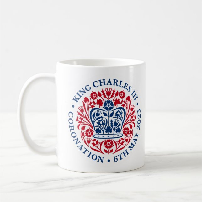 Mug de couronnement 2023 (rouge et bleu) (Gauche)