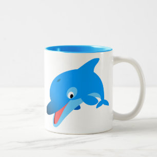 Mug de dauphin de dessin animé sautant mignon