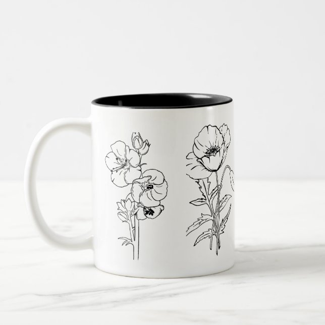 Mug de design floral noir et blanc (Gauche)