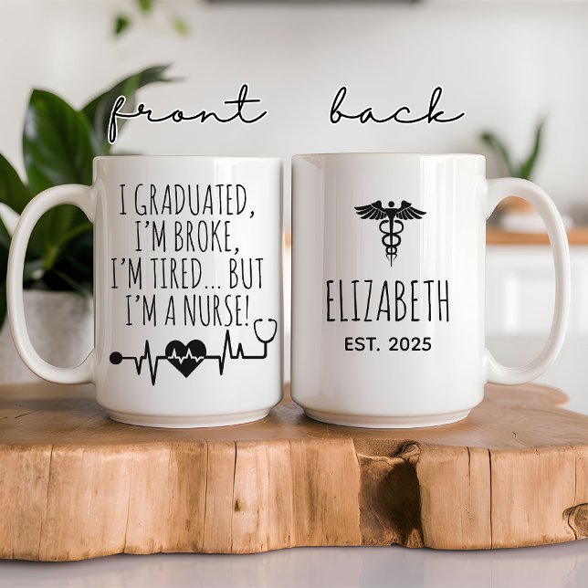 Mug de diplôme d'infirmière drôle personnalisée po (nurse graduation mug, rn gift, nurse mug funny, nursing student gift, graduation mug for her, )