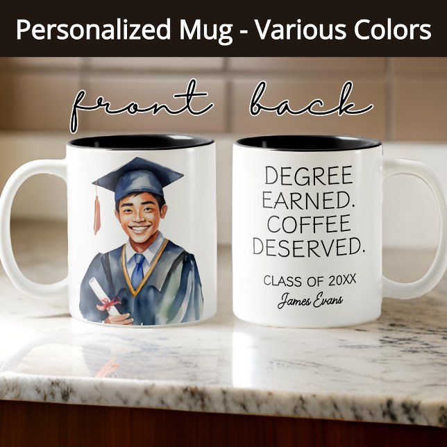Mug de diplôme, Nom personnalisé Classe de cadeau  (graduation mug, funny graduation gift, custom grad mug, class of 2025, college graduate gift)