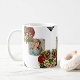 Mug de femme victorienne papillon floral