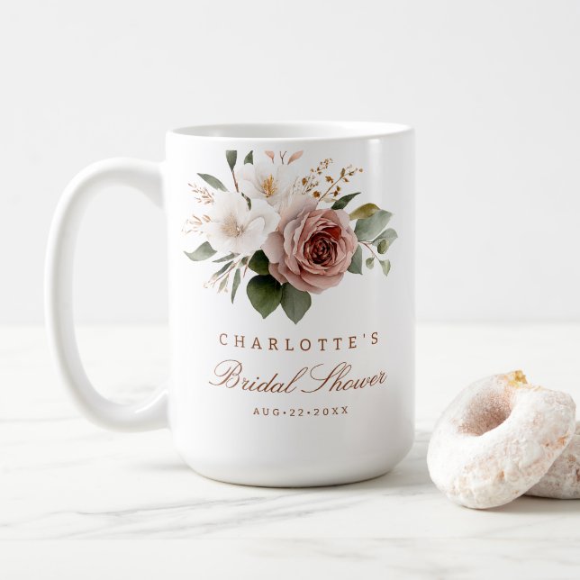 Mug de Fête de Mariage Floral d'Automne – Cadeau P (Avec donut)