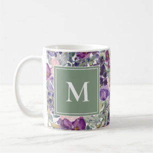 Mug de Feuilles verts rose vif rose violet