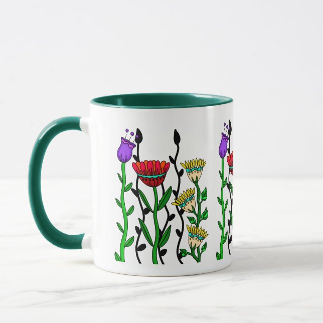 Mug de fleurs blanches colorées (Gauche)