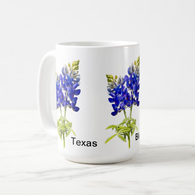 Mug de fleurs de bleuets du Texas (Devant gauche)