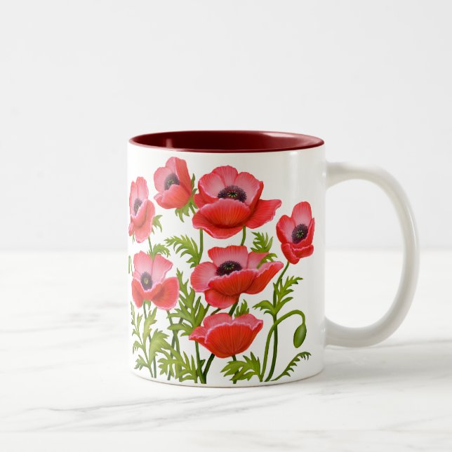 Mug de fleurs de pavot du jardin rouge (Droit)