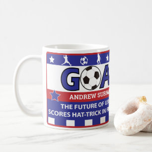 Mug de football rouge et bleu personnalisé