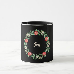 Mug de gerbes de Noël rose Floral   Joie