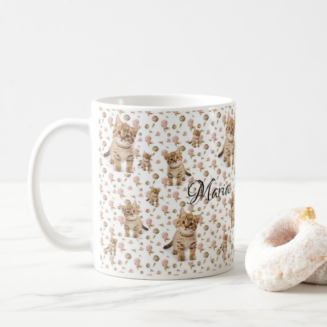 Mug de Kitten Floral (Avec donut)