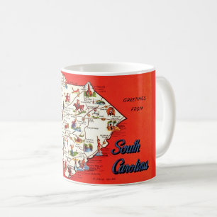 Mug de la carte colorée de la vieille Caroline du 