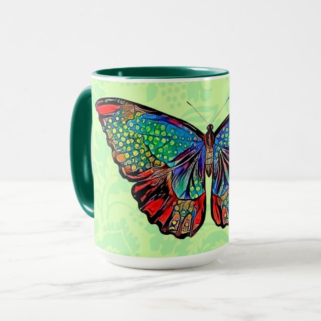 Mug de la coupe d'art papillon de style vintage (Devant gauche)