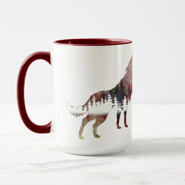 Mug de la faune de l'aquarelle hurlante Wolf (Gauche)