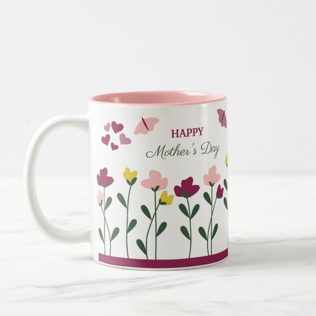 Mug de la Fête des mères violette et rose (Gauche)