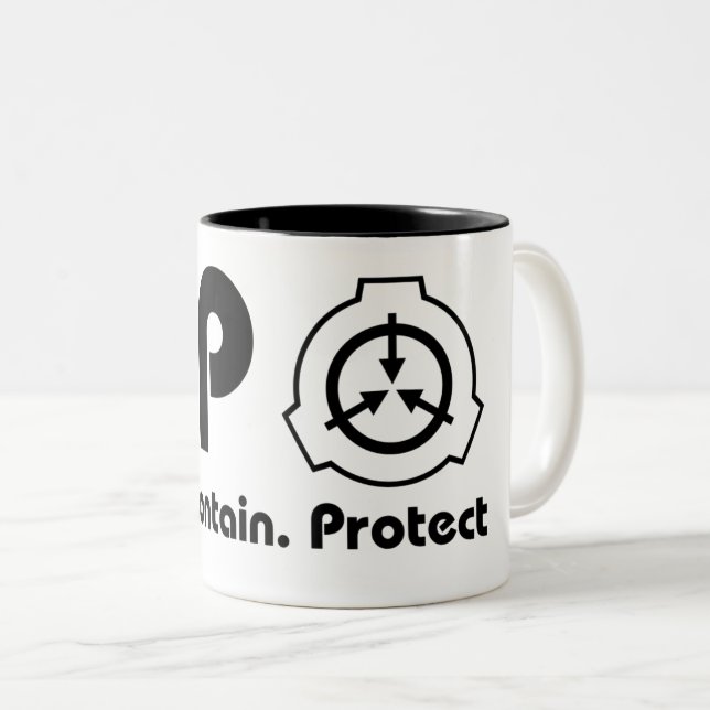 Mug de la Fondation SCP - Conteneur officiel de bo (Devant droit)
