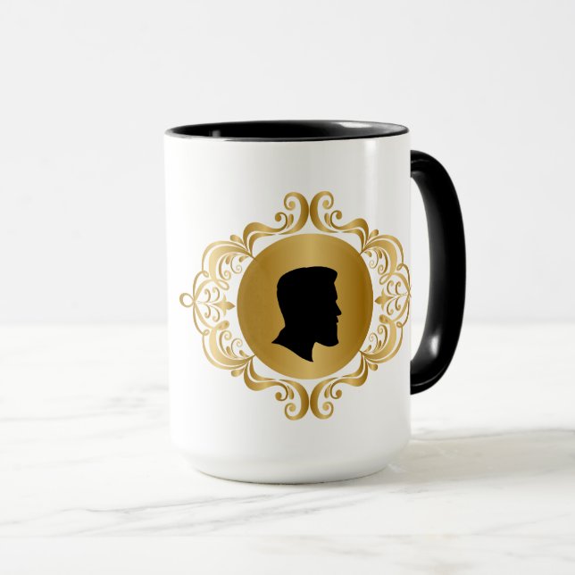 Mug de la Journée mondiale de la barbe avec silhou (Devant droit)