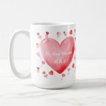 Mug de la Saint-Valentin au cœur aquarelle doux