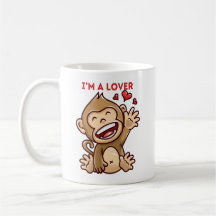 Mug de la Saint-Valentin avec un singe de dessin a
