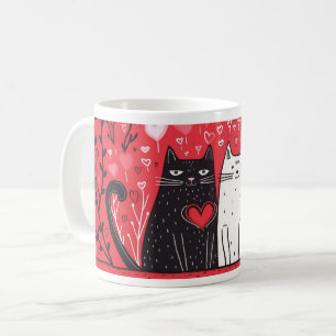 Mug de la Saint-Valentin - Chats noirs et blancs