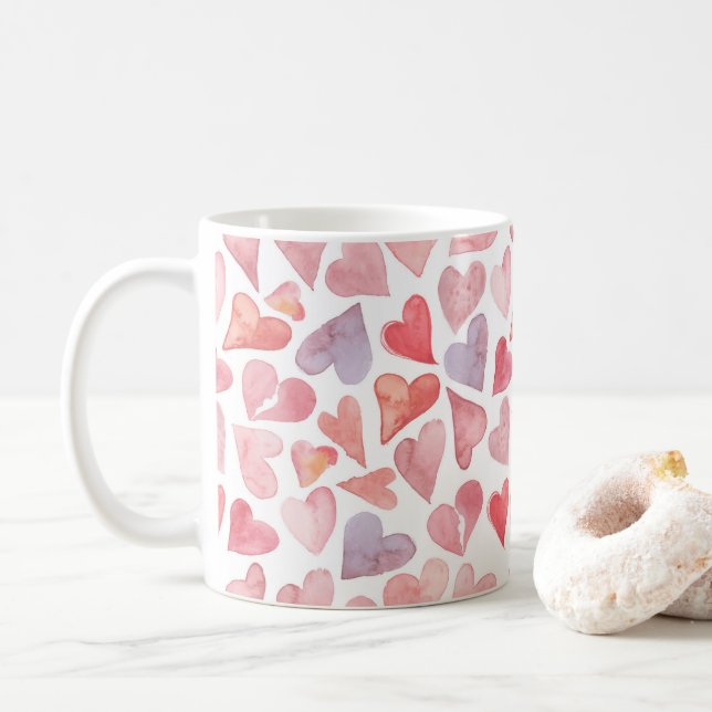 Mug de la Saint-Valentin coeurs (Avec donut)