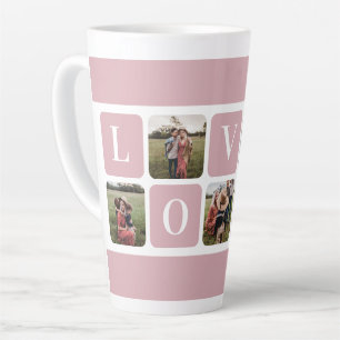 Mug de lattes de photo rose personnalisé