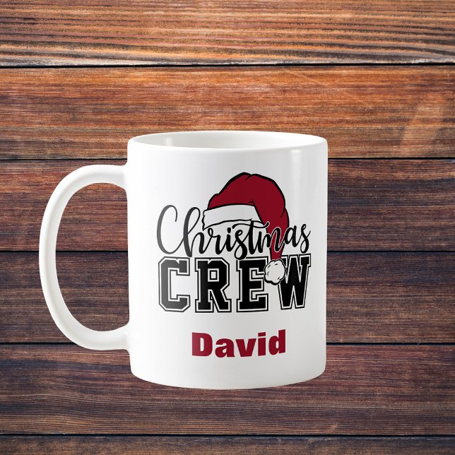 Mug de l'équipage de Noël personnalisé avec chapea (Personalized Christmas Crew Mug with Santa Hat
)