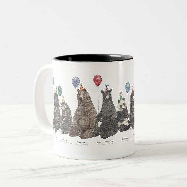 Mug de l'ours de fête ! Mug à café à deux tons (Devant gauche)