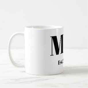 Mug de mariage élégant monogramme cursif M & K Cur