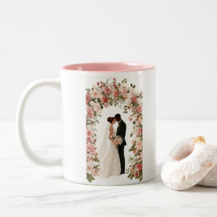 Mug de mariage personnalisé M & Mme - Fleurs perso