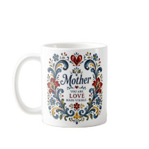 Mug de Mère au Rosemaling Norvégien – Fleur Élégan