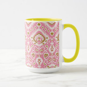 Mug De mignons motifs tribaux ikat roses et or