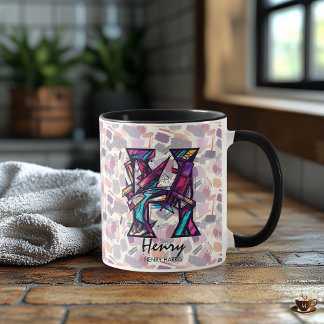 Mug de monogramme Abstrait en gras - H pour Henry