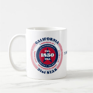 Mug de monogramme circulaire Patriotique de Califo
