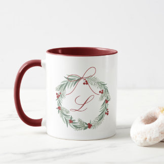 Mug de monogramme de Noël personnalisé