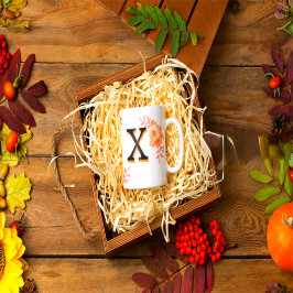 Mug de monogramme floral - Élégante lettre X mot u